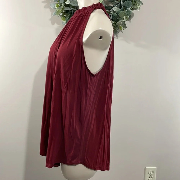 NWOT LOFT Gathered Halter Neck Tank Top Wine Burgundy M - Picture 5 of 15